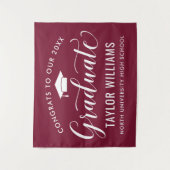 ワインレッドの卒業生おめでとう卒業式 タペストリー (正面)