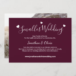 ワインレッドの小さな結婚式 フォト ダウンサイズされた結婚式 案内状