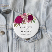 ワインレッドの庭の花のエンゲージメント,  缶バッジ (インサイチュ)