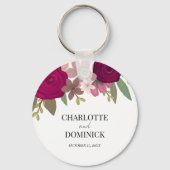 ワインレッドの庭の花の結婚式 キーホルダー (正面)