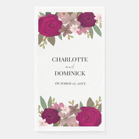 ワインレッドの庭の花をあしらったウェディング (正面)