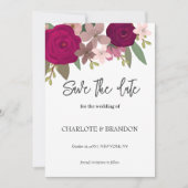 ワインレッドの庭の花　結婚式　Save the Date セーブザデート (正面)