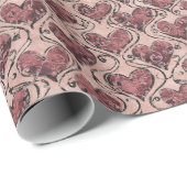 ワインレッドの愛のハート ラッピングペーパー (ロールコーナー)