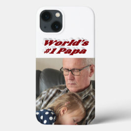 ワインレッドの文字が入ったパパの写真 iPhone 13ケース