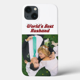 ワインレッドの文字の夫の写真のiPhoneケース iPhone 13ケース