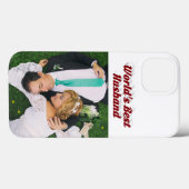 ワインレッドの文字の夫の写真のiPhoneケース Case-Mate iPhoneケース (裏面 (横))