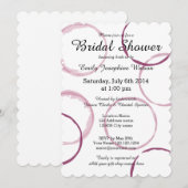 ワインレッドの染みがリングの付いたブライダルシャワーの招待状 招待状 (正面/裏面)