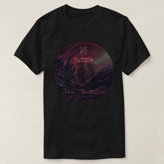 ワインレッドの森のDGペインティング Tシャツ (デザイン正面)