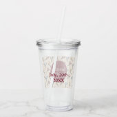 ワインレッドの植物柄ブライズメイド アクリルタンブラー (裏面)