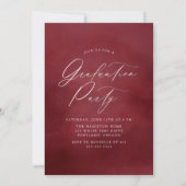 ワインレッドの水彩アーチ写真 卒業パーティー 招待状 (裏面)