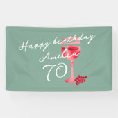 ワインレッドの水彩ガラスの70歳の誕生日パーティー 横断幕 (横)