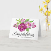 ワインレッドの水彩花菖蒲お祝いカード カード (黄色い花)