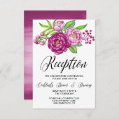 ワインレッドの水彩 牡丹の結婚式の披露宴 エンクロージャーカード (正面/裏面)