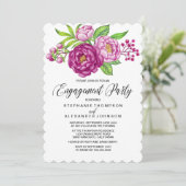 ワインレッドの水彩 牡丹エンゲージメントパーティー 招待状 (スタンド正面)