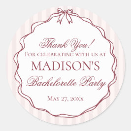 ワインレッドの独身最後の夜のサークルギフト ラウンドシール