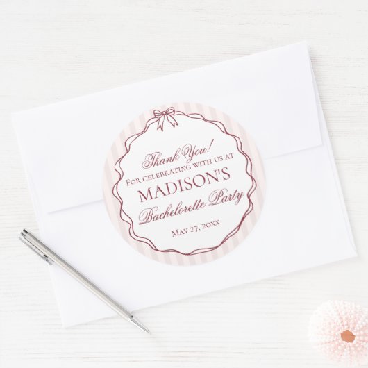 ワインレッドの独身最後の夜のサークルギフト ラウンドシール (封筒)