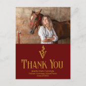 ワインレッドの獣医学校卒業生写真感謝メッセージ ポストカード (正面)