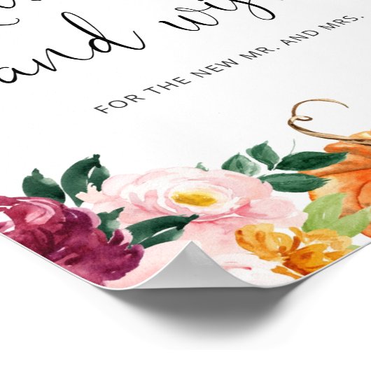 ワインレッドの秋のアドバイスと新婚夫婦への願い ポスター (角)