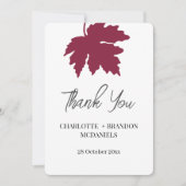 ワインレッドの秋のイロハカエデの結婚式のお礼 サンキューカード (正面)