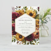 ワインレッドの秋の花 Elegant Wedding 招待状 (スタンド正面)