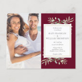 ワインレッドの紅葉写真を使ったオールインワンの結婚式 (正面)