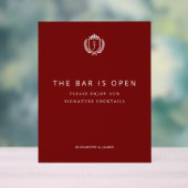 ワインレッドの紋章 結婚式のイニシャル アクリルサイン (ニュートラル)