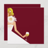 ワインレッドの結婚前お披露目パーティーの招待状 招待状 (正面/裏面)