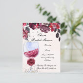 ワインレッドの結婚前お披露目招待状 ポストカード (スタンド正面)