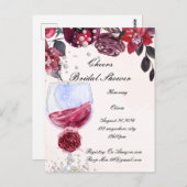 ワインレッドの結婚前お披露目招待状 ポストカード (正面/裏面)