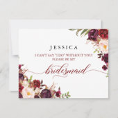 ワインレッドの結婚式の仲人になってくれる？カード 招待状 (正面)