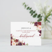 ワインレッドの結婚式の仲人になってくれる？カード 招待状 (スタンド正面)