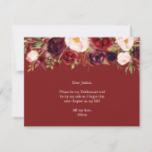 ワインレッドの結婚式の仲人になってくれる？カード 招待状 (裏面)