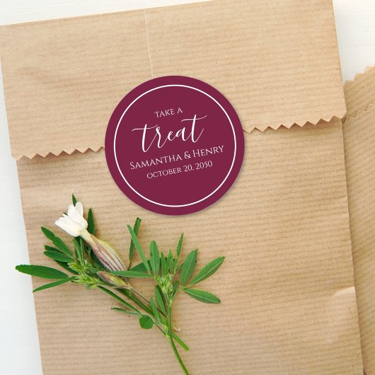 ワインレッドの結婚式パーティーフェイバーカスタム ラウンドシール