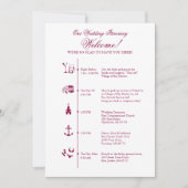 ワインレッドの結婚式披露宴タイムライン 招待状 (正面)