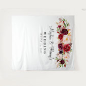 ワインレッドの結婚式用背景、フォトブース小道具 タペストリー (正面(横))