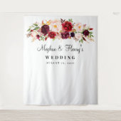 ワインレッドの結婚式用背景、フォトブース小道具 タペストリー (正面)
