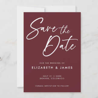 ワインレッドの結婚式 Save The Date 招待状