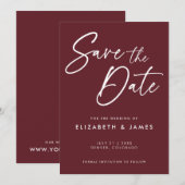 ワインレッドの結婚式 Save The Date 招待状 (正面/裏面)