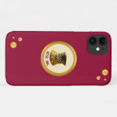 ワインレッドの背景に金色のフクロウと金色の紙吹雪 Case-Mate iPhoneケース (裏面(横))