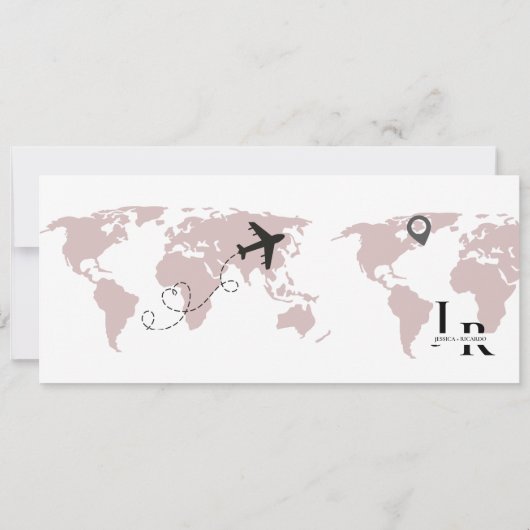 ワインレッドの航空券スタイルの結婚式招待状 セーブザデート (裏面)