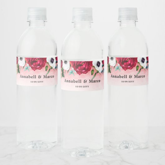 ワインレッドの花々  ペットボトルラベル (ボトル)