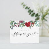 ワインレッドの花が咲く 花嫁の花を私にくれますか インビテーションポストカード (スタンド正面)