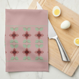 ワインレッドの花のアクセント キッチンタオル