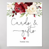 ワインレッドの花のカードとギフトのポスター ポスター (正面)