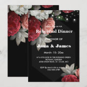 ワインレッドの花のストリングライト　リハーサルディナー 招待状 (正面/裏面)