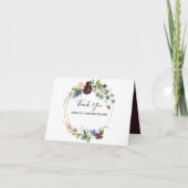 ワインレッドの花のブライダルシャワー感謝カード サンキューカード (正面)