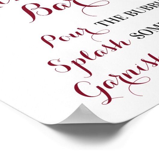 ワインレッドの花のミモザバーの結婚式とブライズシャワーの装飾 ポスター (角)