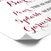 ワインレッドの花のミモザバーの結婚式とブライズシャワー ポスター (角)