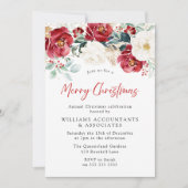 ワインレッドの花の会社 クリスマスパーティー 招待状 (正面)