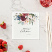 ワインレッドの花の水彩画が咲き誇る ブライダルシャワー スタンダードカクテルナプキン (インサイチュ)